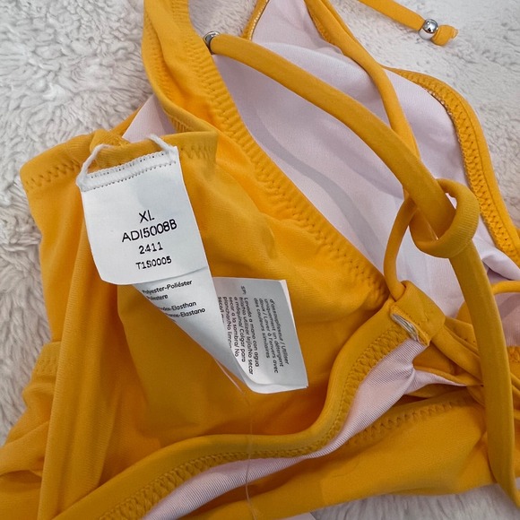 Cupshe Yellow Wrap Bikini Top Navy Lemon Print Side Tie Bottoms Set Size XL NWT - Picture 8 of 13